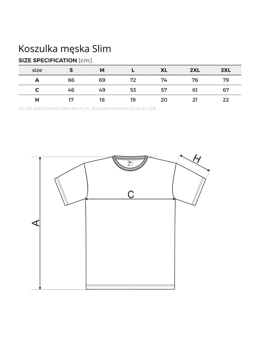 Koszulka męska Slim Koszulka męska slim wymiary. Tabela rozmiarów dla koszulki męskiej slim.