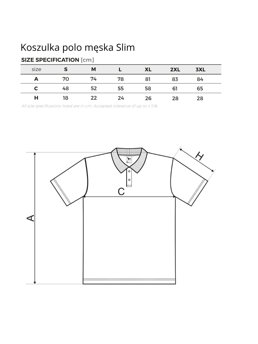 Koszulka polo męska slim wymiary. Tabela rozmiarów dla koszulki męskiej slim.