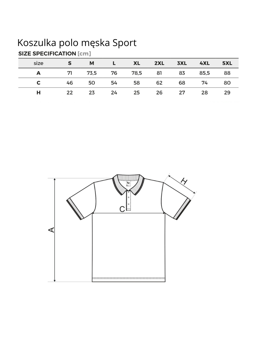 Koszulka polo męska sport wymiary. Tabela rozmiarów dla koszulki męskiej sport.