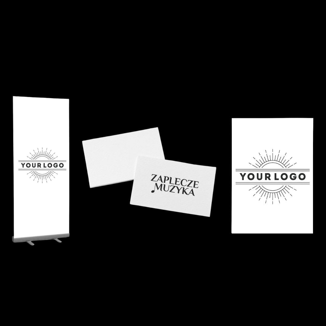 Gotowy pakiet gadżetów, zestaw promocyjny dla muzyków z nadrukiem. W skład pakietu gadżetów wchodzi: roll-up standard, wizytówki dwustronne, ulotki dwustronne.