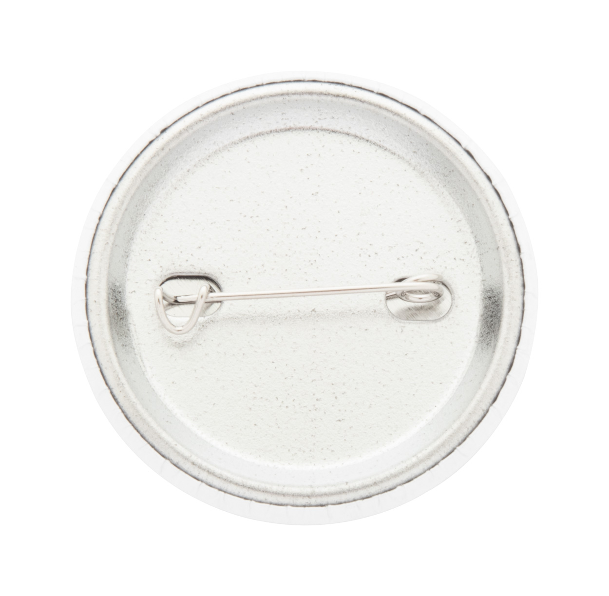 Biała przypinka metalowa z opcją nadruku. Z tyłu zapięcie na agrafkę.